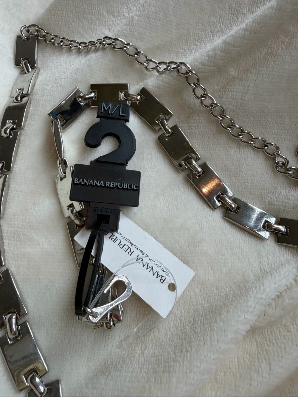 NWT Banana Republic Silver Metal Link Belt M/L